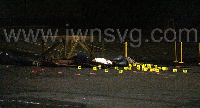 The scene in Kingstown where the four men were shot and killed on Wednesday, July 19, 2023.