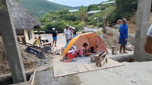 Canouan residents are protesting the erection of a metal gate at the entrance of a resort to the north of the island. (Image: Screenshot from Canouan Islanders' video)