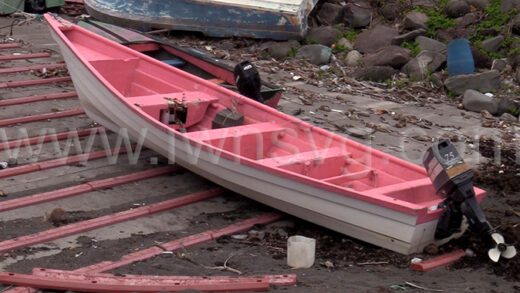 The 25-foot fishing boat that capsized while carrying 18 passengers in North Windward on Sunday, Aug. 13, 2023. 