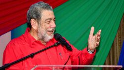 Prime Minister Ralph Gonsalves speaking of the launch of his party's governance, politics institute in Kingstown on Thursday, Aug. 17, 2023.