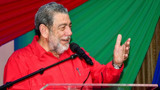 Prime Minister Ralph Gonsalves speaking of the launch of his party's governance, politics institute in Kingstown on Thursday, Aug. 17, 2023.