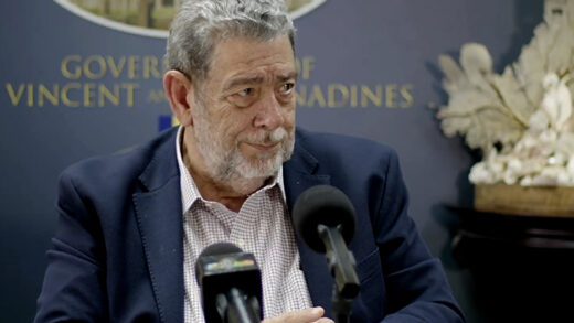 Prime Minister Ralph Gonsalves speaking at a press conference in Kingstown on Tuesday, Aug. 29, 2023.