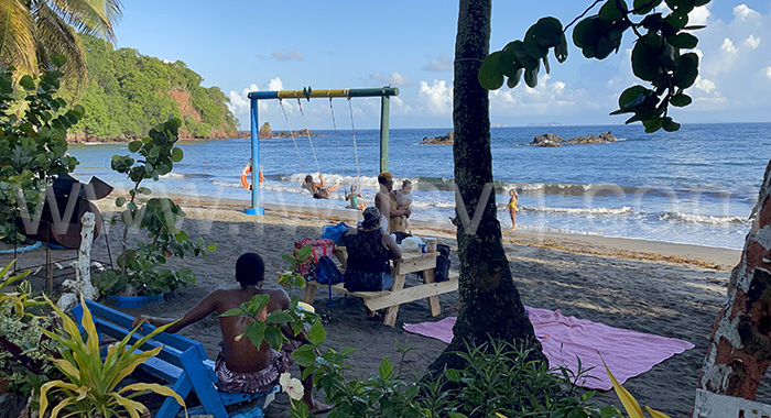 Members of the public enjoy Brighton Salt Pond on Monday, July 31, 2023.