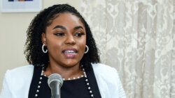 Senator Shackell Bobb speaking at her swearing-in ceremony in Kingstown on Tuesday, Aug. 15, 2023. (Photo: Lance Neverson/Facebook)