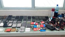 Cell phones and other items seized during a search of Belle Isle Correctional Facility on April 21, 2023.