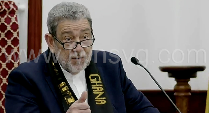 Prime Minister Ralph Gonsalves speaking in Parliament on Thursday, Sept. 7, 2023.