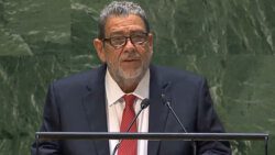 Prime Minister Ralph Gonsalves addresses the United Nations on Saturday, Sept. 23, 2023. 