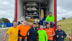 Volunteers loading the container at QMSC, UK on route to St. Vincent and the Grenadines