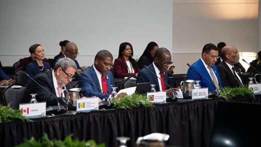 Prime Minister Ralph Gonsalves, far left, and other CARICOM leaders at the Canada-CARICOM summit in Ottawa last week.