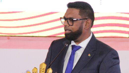 Guyana President Irfaan Ali addressing the opening of the second AfriCaribbean Trade and Investment Forum in Guyana on Monday, Oct. 30, 2023. (CMC Photo)