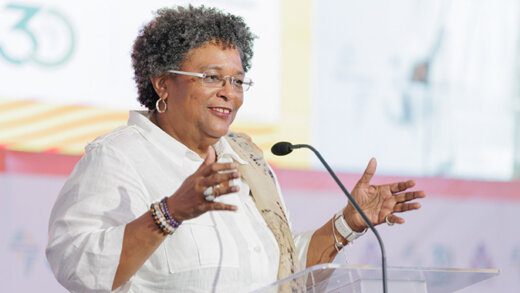 Barbados Prime Minister Mia Mottley addressing the two-day AfriCaribbean Trade and Investment Forum (ACTIF23) in Guyana on Monday, Oct. 30, 2023. (Photo: Afreximbank/Facebook)