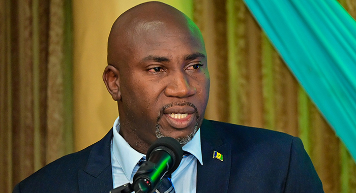 Minister of Youth, Orando Brewster, speaking at the launch of the Prime Ministerial Advisory Council on Youth, on Tuesday, Oct. 24, 2023. (Photo: API/Facebook)