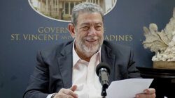 Prime Minister Ralph Gonsalves giving the report on government finances on Monday, Oct. 23, 2023.