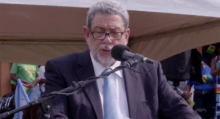Prime Minister Ralph Gonsalves delivering his Independence Address to the Nation on Friday, Oct. 27, 2023.