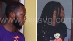 Jevorn William, left, who was driving the vehicle at the time of the crash, and Odyne Hoyte who had driven it earlier, outside the Georgetown Magistrate's Court on Monday, Nov. 6, 2023. 