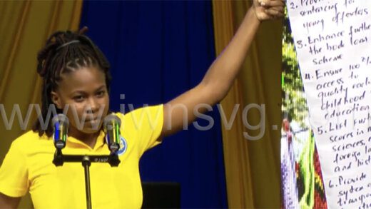 Public Relations Officer of the New Democratic Party, Lavern King addresses the party's "Hope for Youth Rally" in Campden Park on Saturday, Nov. 19, 2023.