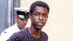 Lemron Mason, one of the accused men, outside the Serious Offense Court on Nov. 7, 2023.