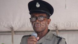 Assistant Superintendent of Police Nigel Butcher. speaking at the peace rally in Layou on Nov. 24, 2023.