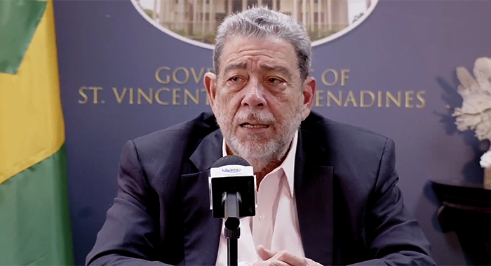 Prime Minister of St. Vincent and the Grenadines, Ralph Gonsalves speaking at a press conference in Kingstown on Friday, Nov. 10, 2023.