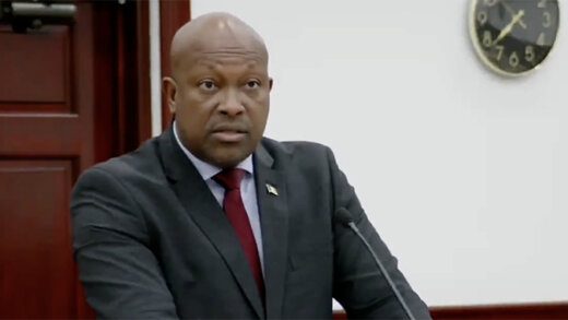 Minister of Agriculture and Fisheries, Saboto Caesar speaking in Parliament on Nov. 23, 2023.