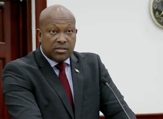 Minister of Agriculture and Fisheries, Saboto Caesar speaking in Parliament on Nov. 23, 2023.