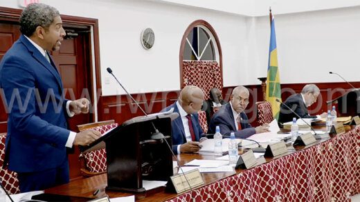 Minister of Finance, Camillo Gonsalves, presenting the Estimates to Parliament on Tuesday, Dec. 19, 2023.
