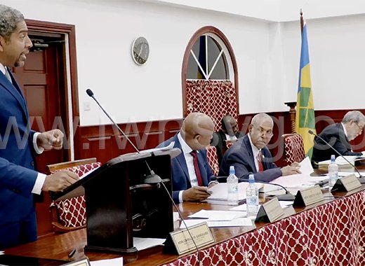Minister of Finance, Camillo Gonsalves, presenting the Estimates to Parliament on Tuesday, Dec. 19, 2023.