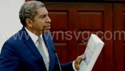 Minister of Finance Camillo Gonsalves speaking during the estimates debate on Dec. 19, 2023.