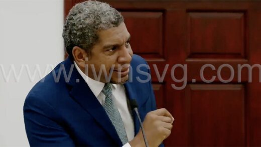 Minister of Finance, Camillo Gonsalves, speaking during the estimates debate on Dec. 19, 2023.