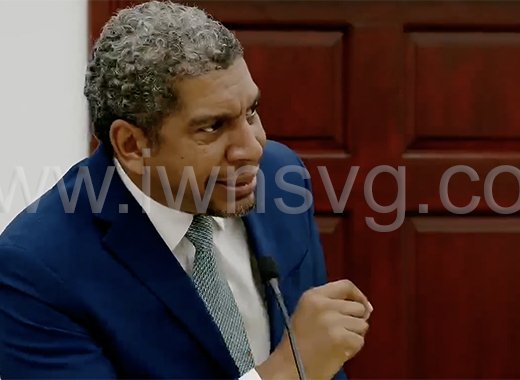 Minister of Finance, Camillo Gonsalves, speaking during the estimates debate on Dec. 19, 2023.