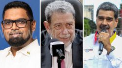 From left: Guyana’s President Irfan Ali, SVG’s PM Ralph Gonsalves and Venezuela’s President Nicolas Maduro.