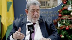 Prime Minister Ralph Gonsalves speaking at a press conference in Kingstown on Thursday, Dec. 7, 2023.
