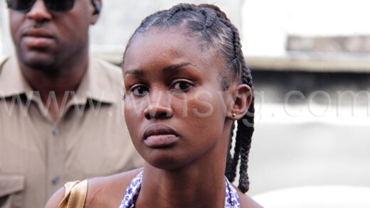 The defendant, Candice John arrives at the Kingstown Magistrate's Court on Monday, Jan. 29, 2024.