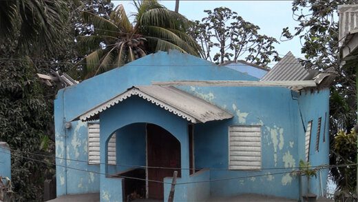 An April 2021 iWN photo of a church in Owia that was damaged by the eruption of La Soufriere that month. 