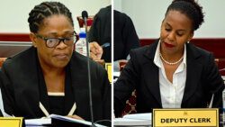 Clerk of the House of Assembly, Deborah Charles, left, and her deputy, Simone Williams-Huggins. (Photos: API/Facebook)