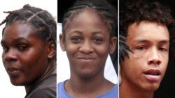 From left, defendants Denisha Browne, Moeishia Patterson and Zianniah Smart in 2018 iWN photos after their initial court appearance. 
