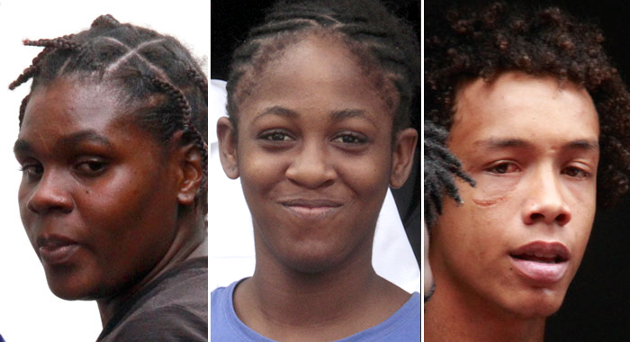 From left, defendants Denisha Browne, Moeishia Patterson and Zianniah Smart in 2018 iWN photos after their initial court appearance. 