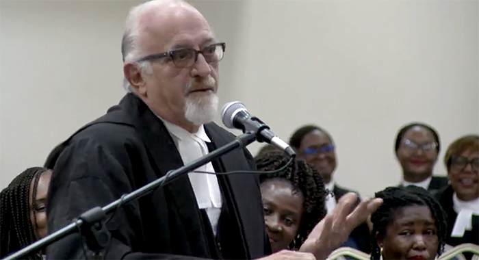 King’s Counsel Thomas W.R. Astaphan, speaking at the opening of the law year on Friday, Jan. 12, 2024.