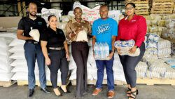 From left: Dimitri Jocelyn, accountant, Zero Hunger Trust Fund; Rekah Gooding, project officer, Zero Hunger Trust Fund; Arena Foy, Miss SVG 2023; Kelvin Franklyn, regional category manager – beverages, ECGC; and Sbongile De Riggs, regional category manager, flour and rice, ECGC.