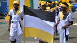 A photo of children dressed in Garifna colours in Kingstown, uploaded to the Facebook page of the Agency for Public Information on March 1, 2023. 