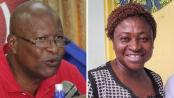 Oswald Robinson, left,  has been re-elected president of the SVG Teachers' Union, trouncing incumbent 1st President, Nicole Martindale