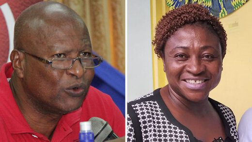 Oswald Robinson, left,  has been re-elected president of the SVG Teachers' Union, trouncing incumbent 1st President, Nicole Martindale