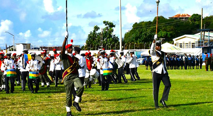 The RSVG Police Force Band taking part in Independence celebrations in St. Vincent and the Grenadines. 