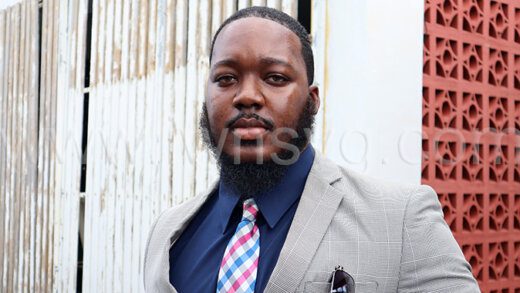 Lawyer Adrian Odle outside the Colonarie Magistrate's Court in Georgetown on Jan. 18, 2024 after the ruling in the first cybercrime matter heard in the district.