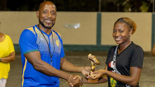 East Kingstown MP, FitzBramble makes a presentation at the launch of the NDP's "National Athlete's Programme" in Kingstown on March 2, 2024.