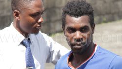 Police escort burglary accused, Kent Blake to the Kingstown Magistrate's Court on Wednesday, March 20, 2024.