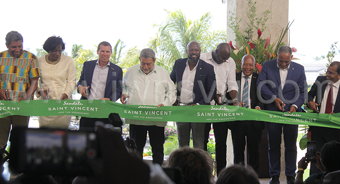 The ribbon cutting at at Sandals Beaches Resort in Buccament Bay on Wednesday, March 27, 2024.
