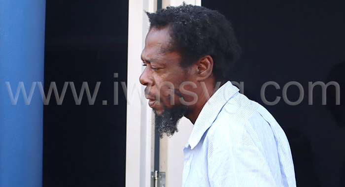 Andre Bushay leaves the Kingstown Magistrate’s Court on April 2, 2024.