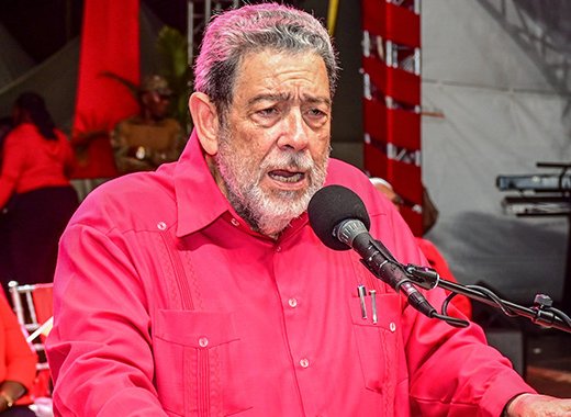 Prime Minister Ralph Gonsalves speaking at the Unity Labour Party's celebration rally in Arnos Vale on April 7, 2024. (Photo: Lance Neverson/Facebook)