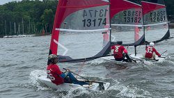 Kai Marks-Dasent, 13174, overtaking two boats heading to the finish of the last race giving him 3rd overall, 2nd U15.